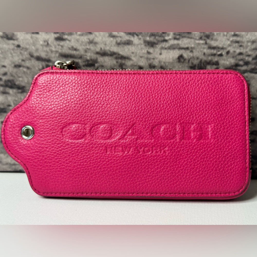 GUC Coach Hangtag Multifunction Pouch Wallet Card Case Rose Pink 52507